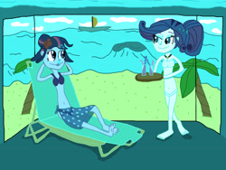 Size: 3648x2736 | Tagged: safe, artist:sb1991, rarity, twilight sparkle, equestria girls, alcohol, backdrop, clothes, drink, photo shoot, request, requested art, see-through, see-through skirt, story included, swimming pool, swimsuit, transparent, underwater, wine