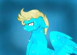 Size: 1396x1004 | Tagged: safe, artist:neonaarts, oc, oc only, oc:void, crystal pony, pony, fanfic:piercing the heavens, angry, crystallized, derp, solo