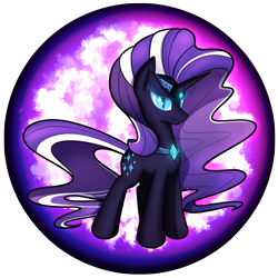 Size: 2539x2539 | Tagged: safe, artist:flamevulture17, nightmare rarity, pony, unicorn, commission, female, looking at you, mare, slit eyes, smiling, solo