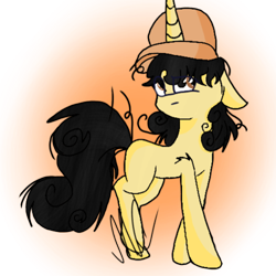 Size: 400x400 | Tagged: safe, artist:mysteryschannel, oc, oc only, oc:curly fries, pony, unicorn, hat, male, solo, stallion