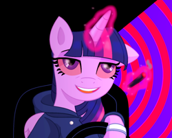 Size: 1360x1094 | Tagged: artist needed, safe, twilight sparkle, twilight sparkle (alicorn), alicorn, pony, 4chan, bloodshot eyes, bracelet, drawthread, drugs, jewelry, ponified, smiling