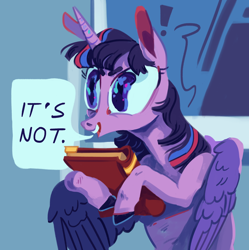 Size: 1280x1283 | Tagged: safe, artist:sterfler, twilight sparkle, twilight sparkle (alicorn), alicorn, pony, book, solo