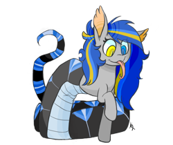 Size: 1022x860 | Tagged: safe, artist:katiex-factor, oc, oc only, lamia, original species, female, heterochromia, simple background, solo, tongue flick, tongue out, transparent background