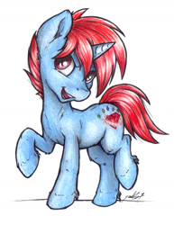 Size: 1245x1616 | Tagged: safe, artist:gaelledragons, oc, oc only, oc:red diamond, pony, unicorn, male, solo, stallion, traditional art