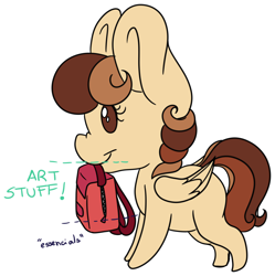 Size: 4396x4416 | Tagged: safe, artist:cutepencilcase, oc, oc only, oc:pencil case, pony, absurd resolution, backpack, chibi, cute, female, mare, mouth hold, ocbetes, simple background, solo, transparent background