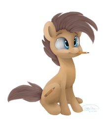 Size: 708x840 | Tagged: safe, artist:chibadeer, oc, oc only, earth pony, pony, male, mouth hold, pencil, simple background, sitting, solo, stallion, transparent background