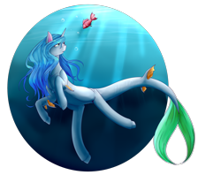 Size: 2676x2118 | Tagged: safe, artist:midfire, oc, oc only, oc:marina, fish, merpony, female, high res, mare, solo, underwater