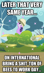 Size: 392x646 | Tagged: safe, edit, edited screencap, screencap, twilight sparkle, bee, pony, feeling pinkie keen, cropped, dr bees, harry partridge, hat, pith helmet, solo, vulgar