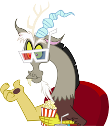 Size: 5060x5852 | Tagged: safe, artist:ironm17, discord, princess twilight sparkle (episode), 3d glasses, absurd resolution, food, popcorn, simple background, solo, transparent background, vector