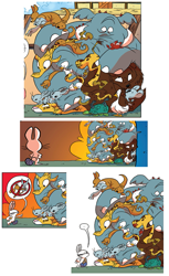 Size: 745x1219 | Tagged: safe, artist:jay fosgitt, idw, angel bunny, bat, bear, cat, cheetah, dog, duck, elephant, giraffe, kangaroo, koala, mouse, rabbit, sloth, squirrel, tortoise, spoiler:comic, spoiler:comic54, animal, comic drama, copy and paste, daschund, fosgitt drama, idw drama