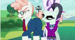 Size: 853x462 | Tagged: safe, screencap, coloratura, svengallop, pony, the mane attraction, countess coloratura, glare