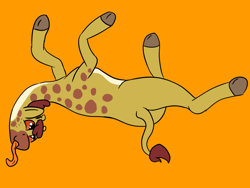 Size: 800x600 | Tagged: safe, artist:flutter3825, clementine, giraffe, fluttershy leans in, giraffes doing giraffe things, orange background, simple background, solo, tongue out