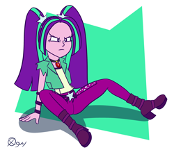 Size: 2250x1943 | Tagged: safe, artist:x-guy, aria blaze, equestria girls, rainbow rocks, abstract background, boots, clothes, high heel boots, jewelry, pendant, sitting, solo