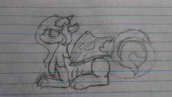 Size: 2560x1440 | Tagged: safe, artist:mlpcreationist, oc, oc only, oc:emerald rose, draconequus, lined paper, traditional art