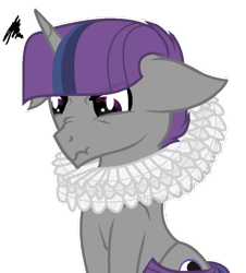 Size: 524x580 | Tagged: safe, artist:ipandacakes, oc, oc only, oc:crescendo, pony, unicorn, clothes, collar, elizabethan, offspring, parent:royal guard, parent:twilight sparkle, parent:unnamed oc, parents:canon x oc, parents:guardlight, ruff (clothing), simple background, solo, transparent background