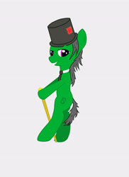 Size: 2550x3509 | Tagged: safe, artist:anonymous, oc, oc only, earth pony, pony, 0chan, bipedal, cane, hat, ponified, simple background, solo, top hat, white background