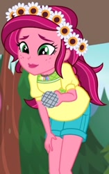 Size: 345x550 | Tagged: safe, screencap, gloriosa daisy, equestria girls, legend of everfree, cropped, cute, daisybetes, magical geodes, microphone, solo