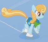 Size: 153x135 | Tagged: safe, screencap, earth pony, pony, winter wrap up, background pony, cropped, female, ice skating, mare, skates, skating, solo, sun streak