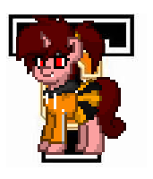 Size: 171x200 | Tagged: safe, artist:lavenderheart, oc, oc only, oc:lavenderheart, bat pony, pony, unicorn, cheerleader, pony town, school logo, solo, truckers