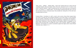 Size: 1326x824 | Tagged: safe, daring do, daring do adventure collection, daring do and the marked thief of marapore, flankara relics, lava, mojo, staff, text