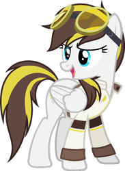 Size: 900x1229 | Tagged: safe, artist:pegasski, oc, oc only, oc:ruffian, pegasus, pony, clothes, female, goggles, mare, open mouth, simple background, solo, transparent background