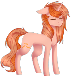 Size: 2163x2337 | Tagged: safe, artist:shiromidorii, oc, oc only, oc:butterscotch, pony, unicorn, chest fluff, eyes closed, female, high res, mare, simple background, solo, transparent background