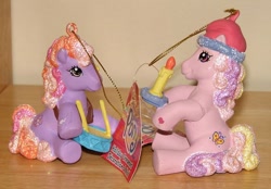 Size: 706x492 | Tagged: safe, fluttershy (g3), twinkle twirl, g3, candle, christmas, drums, irl, merchandise, my little pony logo, ornament, ornaments, photo