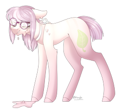 Size: 1660x1493 | Tagged: safe, artist:ohhoneybee, oc, oc only, oc:tea leaf, earth pony, pony, female, glasses, mare, melting, simple background, solo, transparent background