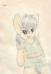 Size: 688x994 | Tagged: safe, artist:slightlyshade, daring do, anthro, arm hooves, solo, traditional art
