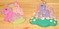 Size: 668x331 | Tagged: safe, pinkie pie (g3), twinkle twirl, g3, castle, christmas, irl, merchandise, ornament, ornaments, photo, rainbow