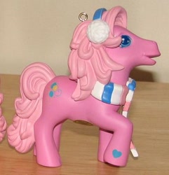 Size: 411x426 | Tagged: safe, pinkie pie (g3), g3, christmas, clothes, earmuffs, irl, merchandise, ornament, photo, scarf, solo