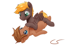 Size: 1024x722 | Tagged: safe, artist:cyanspark, oc, oc only, oc:lapsus, oc:shutter, earth pony, pegasus, pony, cute, simple background, transparent background