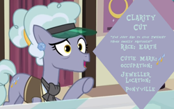 Size: 1054x664 | Tagged: safe, edit, edited screencap, screencap, clarity cut, all bottled up, cutie mark, profile, solo