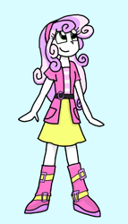 Size: 330x576 | Tagged: safe, artist:rozzertrask, sweetie belle, equestria girls, simple background, smiling, solo