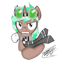 Size: 1000x1000 | Tagged: safe, artist:toisanemoif, oc, oc only, pony, unicorn, angry, goggles, looking at you, simple background, solo, transparent background