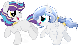 Size: 952x550 | Tagged: safe, artist:tambelon, oc, oc only, oc:lapis lazuli, oc:shining knight, crystal pony, pony, unicorn, colt, female, filly, male, offspring, parent:king sombra, parent:oc:opalescent pearl, parent:princess cadance, parent:shining armor, parents:canon x oc, parents:shiningcadance