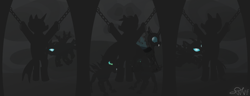 Size: 1024x395 | Tagged: safe, artist:wisdomvision f., changeling, hive, lcac, love changes a changeling, ponies, shackles