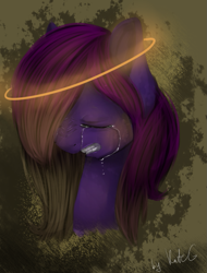 Size: 761x1000 | Tagged: safe, artist:moonwolfpony, oc, oc only, pony, bust, crying, eyes closed, female, gritted teeth, halo, mare, portrait, solo