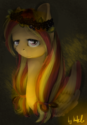 Size: 694x1000 | Tagged: safe, artist:moonwolfpony, oc, oc only, pegasus, pony, bust, female, mare, portrait, solo