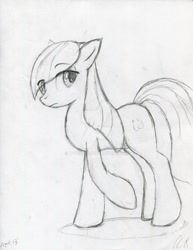 Size: 1024x1323 | Tagged: safe, artist:wynsten, oc, oc only, oc:silver serenade, crystal pony, pony, monochrome, pencil drawing, solo, traditional art