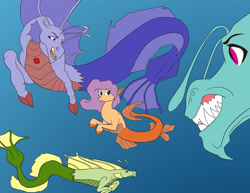 Size: 3300x2550 | Tagged: safe, artist:feroxultrus, oc, oc only, hippocampus, mermaid, merpony, siren, clothes, contest, hungry, ocean, siren oc, territorial, underwear