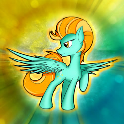 Size: 894x894 | Tagged: safe, artist:conniethecasanova, artist:flamevulture17, color edit, edit, lightning dust, pegasus, pony, colored, raised hoof, solo