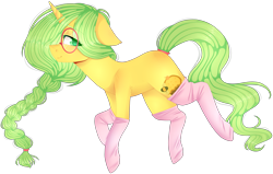 Size: 3786x2404 | Tagged: safe, artist:shiromidorii, oc, oc only, oc:honey nevaeh, pony, unicorn, clothes, female, glasses, high res, mare, simple background, socks, solo, transparent background