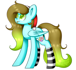 Size: 1564x1440 | Tagged: safe, artist:despotshy, oc, oc only, pegasus, pony, clothes, colored pupils, female, hat, mare, santa hat, simple background, socks, solo, striped socks, tongue out, transparent background