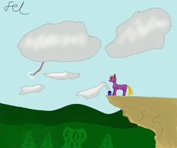 Size: 2048x1700 | Tagged: safe, artist:felononbass, oc, oc only, cliff, cloud, grass, sky, sonic rainboom, tree