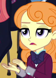 Size: 310x428 | Tagged: safe, screencap, orange sherbette, equestria girls, friendship games, clothes, cropped, crystal prep academy uniform, school uniform, solo