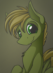 Size: 828x1130 | Tagged: safe, artist:allyster-black, oc, oc only, oc:murky, fallout equestria, fallout equestria: murky number seven, chest fluff, cute, solo, when he smiles