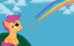 Size: 1920x1200 | Tagged: safe, artist:silversthreads, scootaloo, pegasus, pony, female, filly, redraw, solo