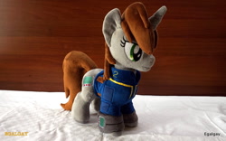 Size: 800x500 | Tagged: safe, artist:egalgay, oc, oc only, oc:littlepip, pony, unicorn, fallout equestria, clothes, fanfic, female, handmade, hooves, horn, irl, mare, photo, pipbuck, solo, vault suit