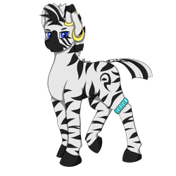 Size: 2000x2000 | Tagged: safe, artist:heniek, oc, oc only, zebra, ear piercing, earring, jewelry, looking at you, male, piercing, raised leg, simple background, solo, stallion, transparent background